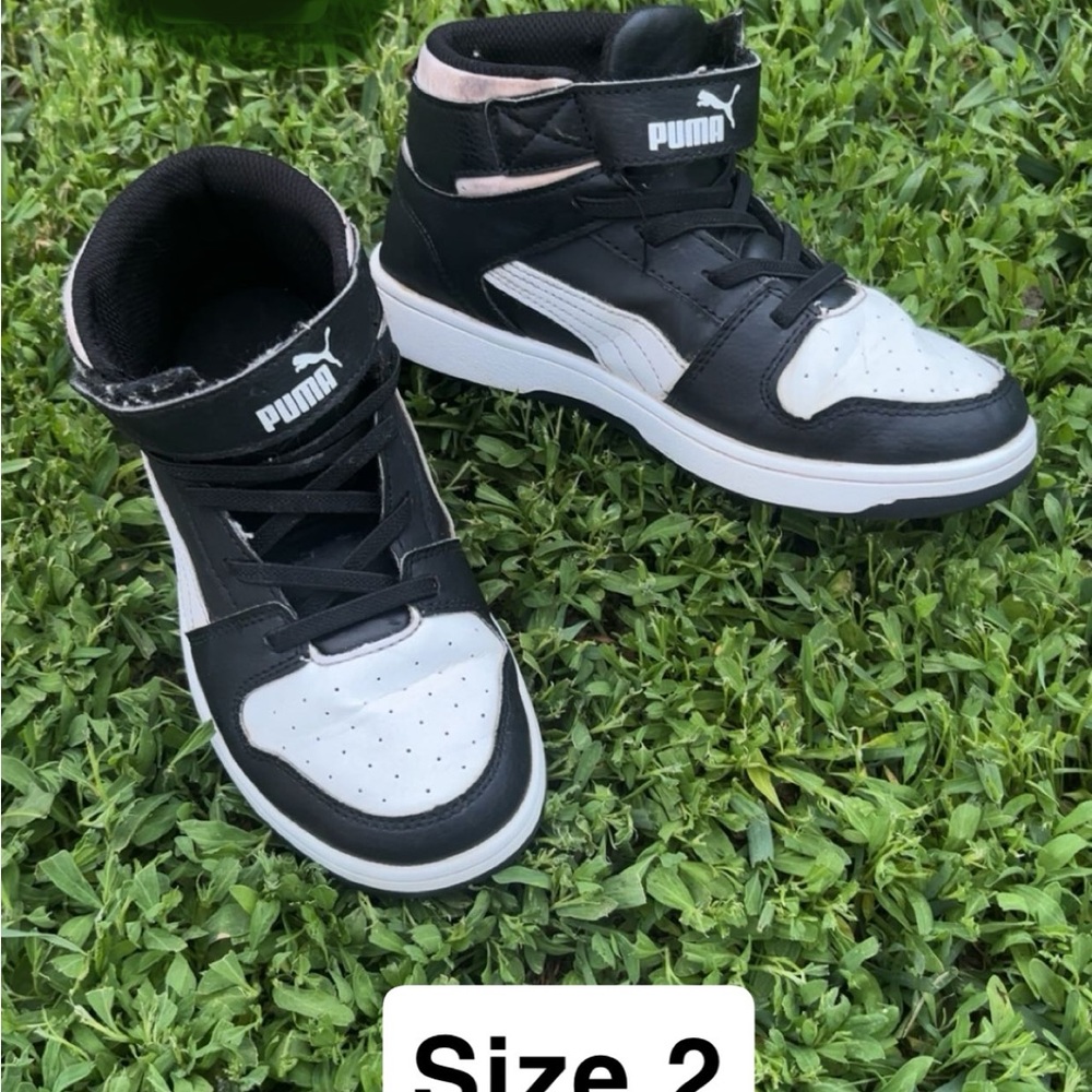 Puma Black and White High-Top Sneakers